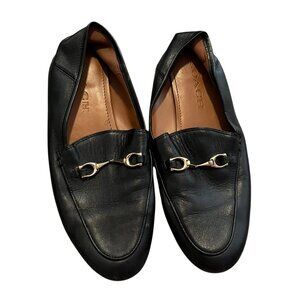 Coach Womens Black Leather Haley Loafers With Gold Horsebit Detail Size 6B